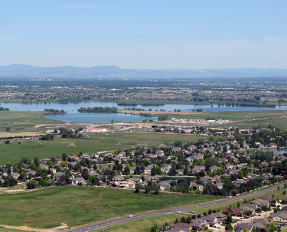 Photo that shows an aerial view of Windsor, Colorado